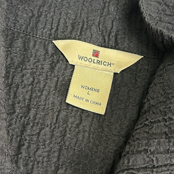 Woolrich Women’s Size Large Short Sleeve Crinkle Gauze Top Belt Minimalist Work - Picture 7 of 12
